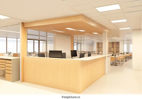 Modern Office Interior Design With Reception Desk