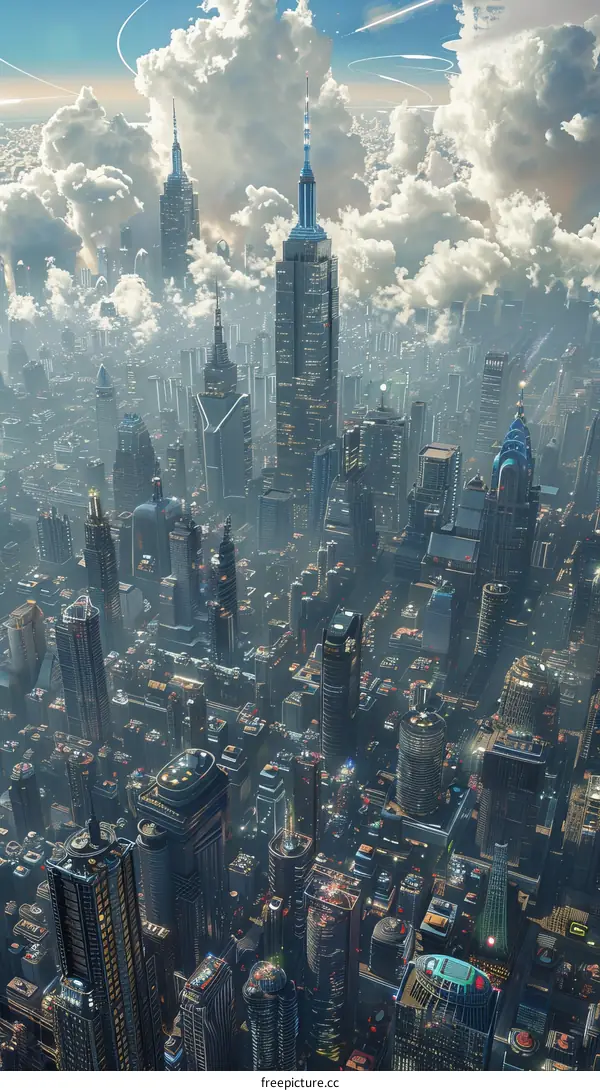 Futuristic Aerial View of a Modern Metropolis