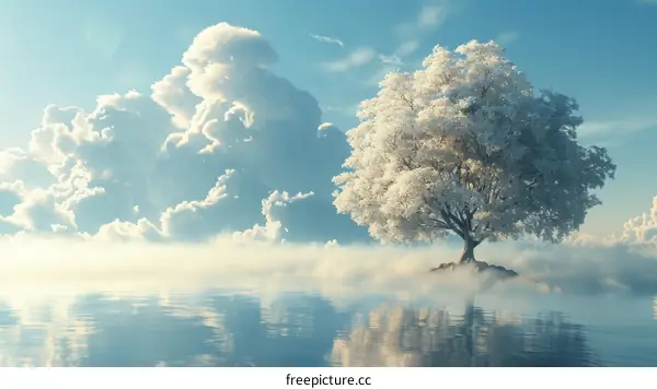Winter Wonderland Tree Floating on a Cloud Sea