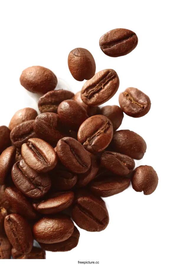 [Transparent Background PNG]Closeup of Coffee Beans in Flight