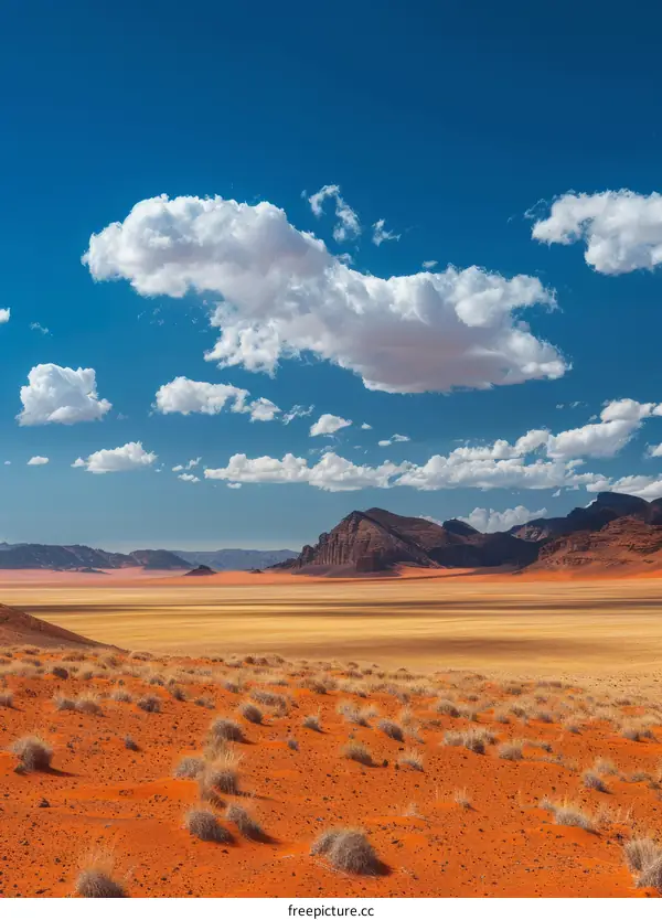 Rugged Mountains Rise Above a Vast Desert Landscape