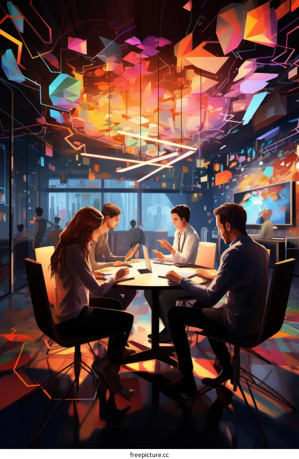 Business People Brainstorming Ideas in Modern Office