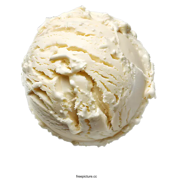 [Transparent Background PNG]A close-up of a scoop of vanilla ice cream