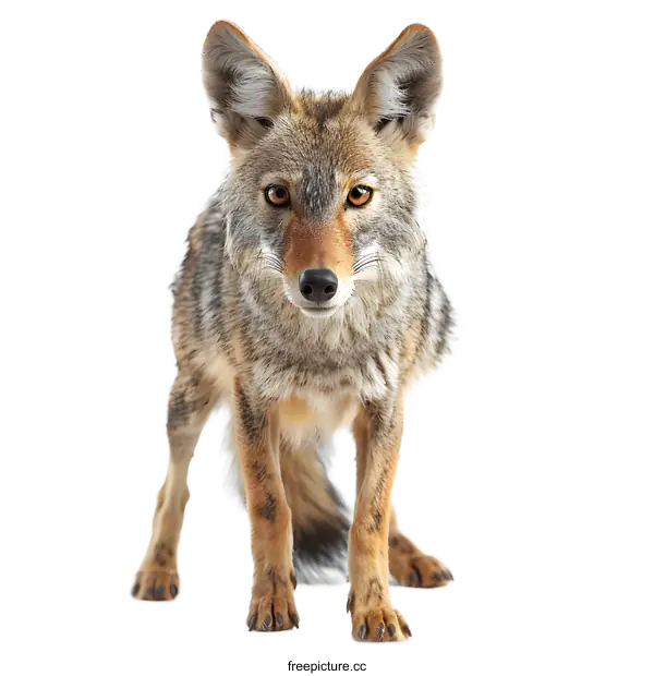 [Transparent Background PNG]Coyote standing on white background