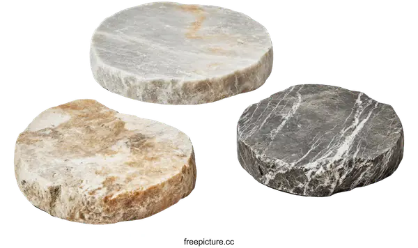 [Transparent Background PNG]Natural Stone Coasters Set of Three