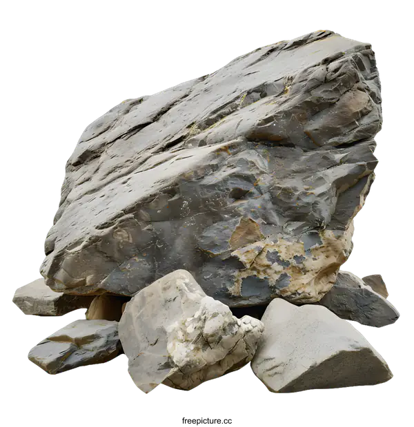 [Transparent Background PNG]Grey Rock Formation Isolated on White Background