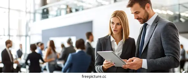 Business People Looking At Tablet In Office Setting