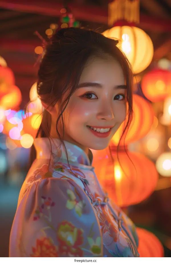 Portrait of a young Chinese woman in traditional clothing