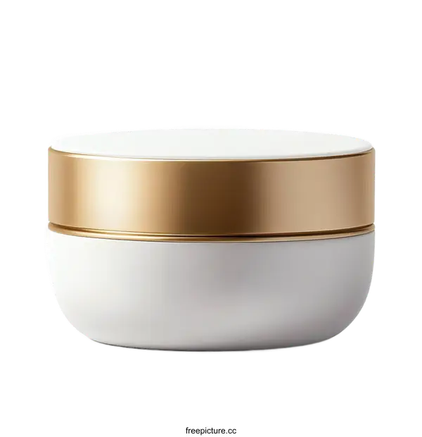 [Transparent Background PNG]Modern Cream Jar Mockup with Gold Accents