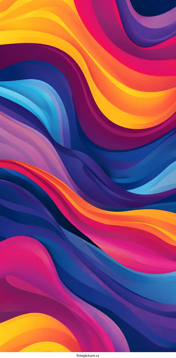 Abstract Colorful Swirling Waves Digital Art Background