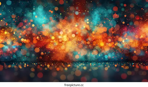 Colorful abstract background with glowing particles