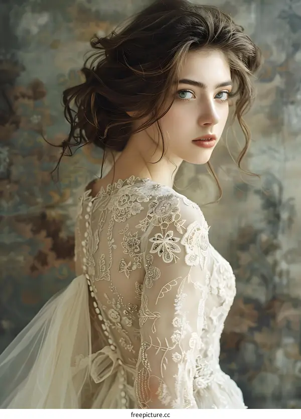 Portrait of a beautiful young woman in a wedding dress