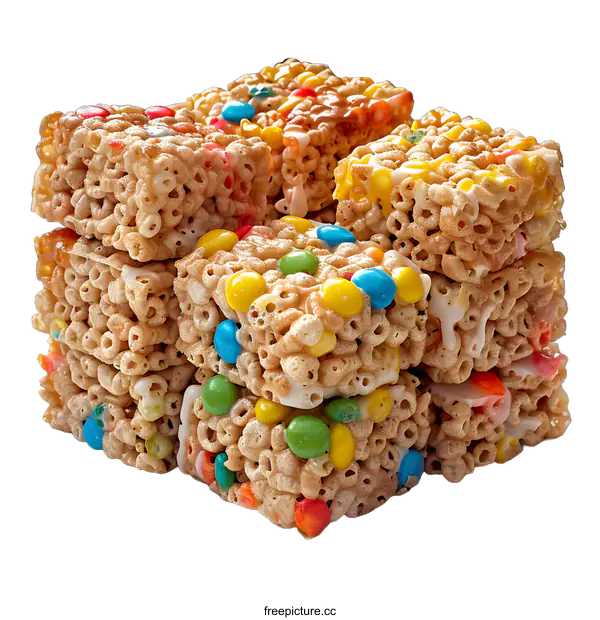 [Transparent Background PNG]Colorful marshmallow and crispy cereal treats