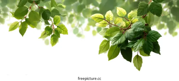 Fresh Spring Leaves and Branches in Soft Focus
