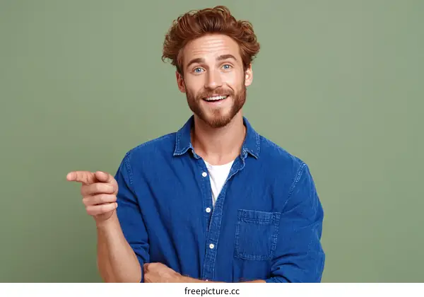 Happy Man Pointing to the Future