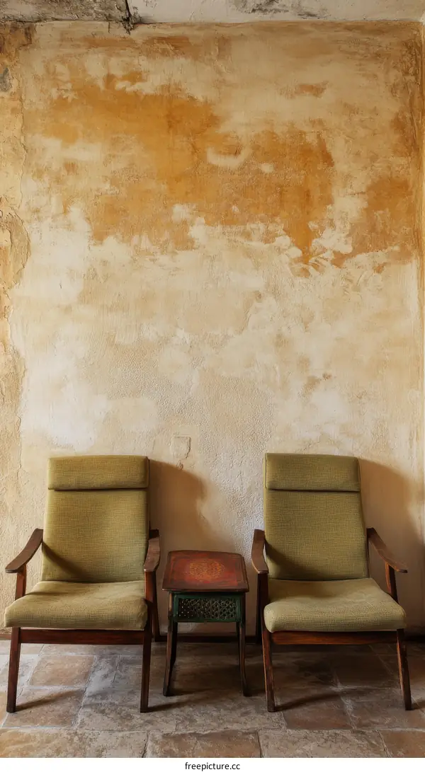 Vintage Chairs and Small Table in a Rustic Room