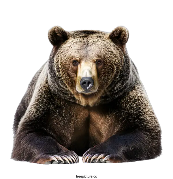 [Transparent Background PNG]Brown Bear Sitting On White Background