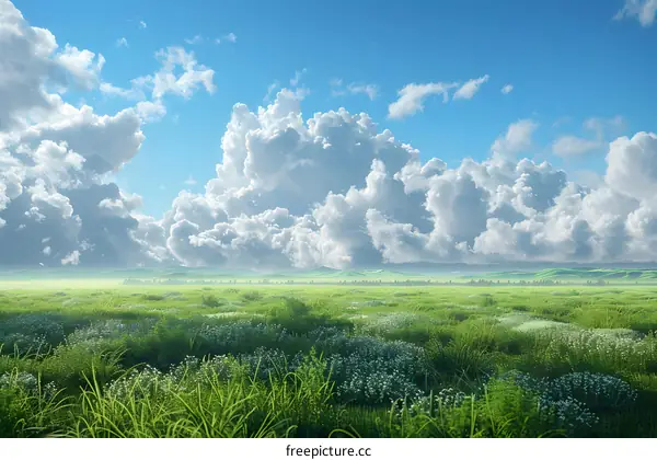 Green Grass Field Under Blue Sky