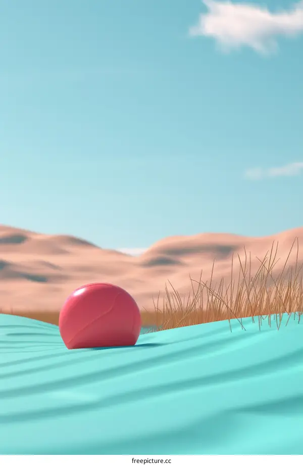 Pink Sphere on Blue Sand Dune