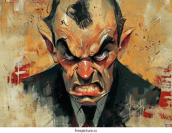 Caricature of a Man with an Angry Expression
