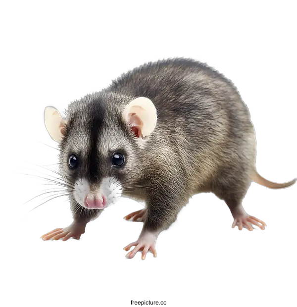 [Transparent Background PNG]Cute Small Gray and White Rat Isolated on White Background