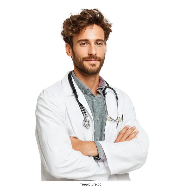 [Transparent Background PNG]Confident Caucasian Male Doctor Portrait