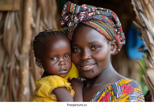 Mother and Child Portrait in Traditional African Attire