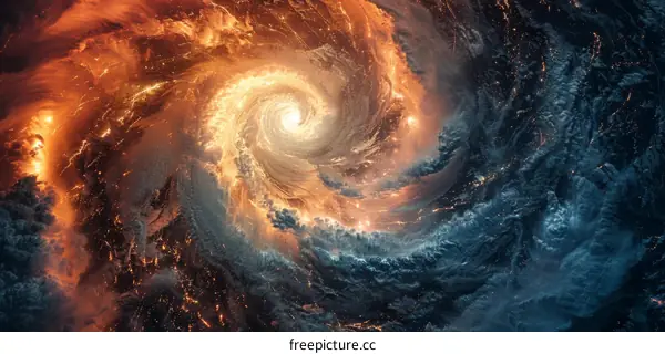 Cosmic Vortex: Red and Blue Nebula