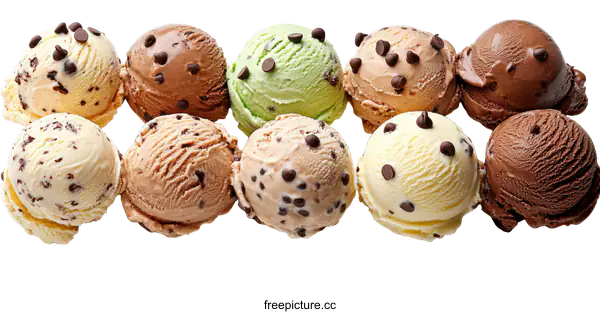[Transparent Background PNG]Delicious Assorted Ice Cream Scoops
