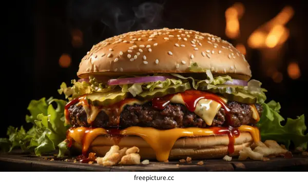 Juicy Cheeseburger with Sesame Seed Bun