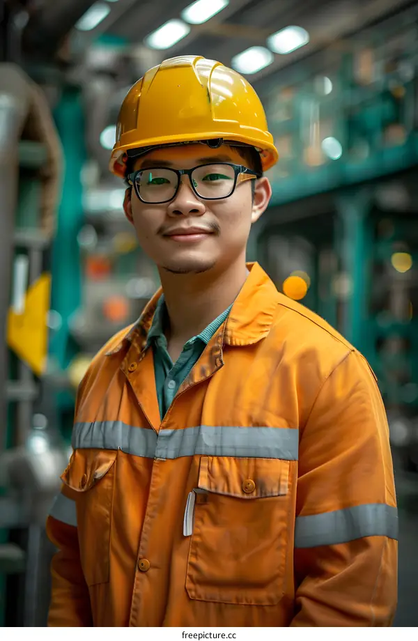 Portrait of an Asian Engineer in a Factory