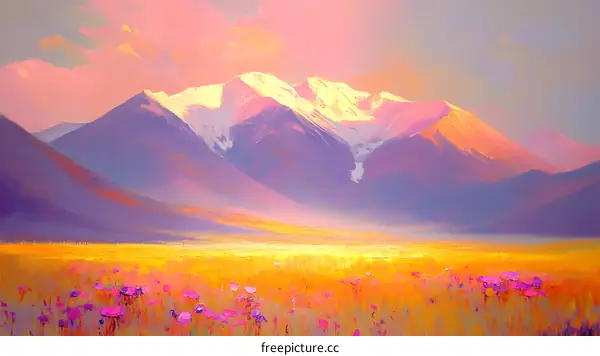 Colorful Mountain Landscape Painting