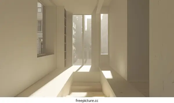 Minimalist Interior Design with Sunlight Through Windows