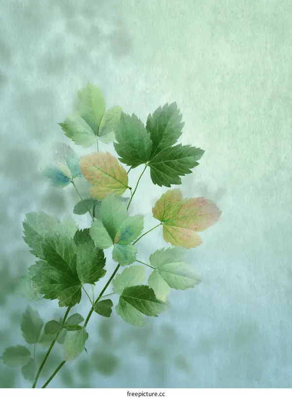 Delicate Autumnal Leaves on Pastel Background