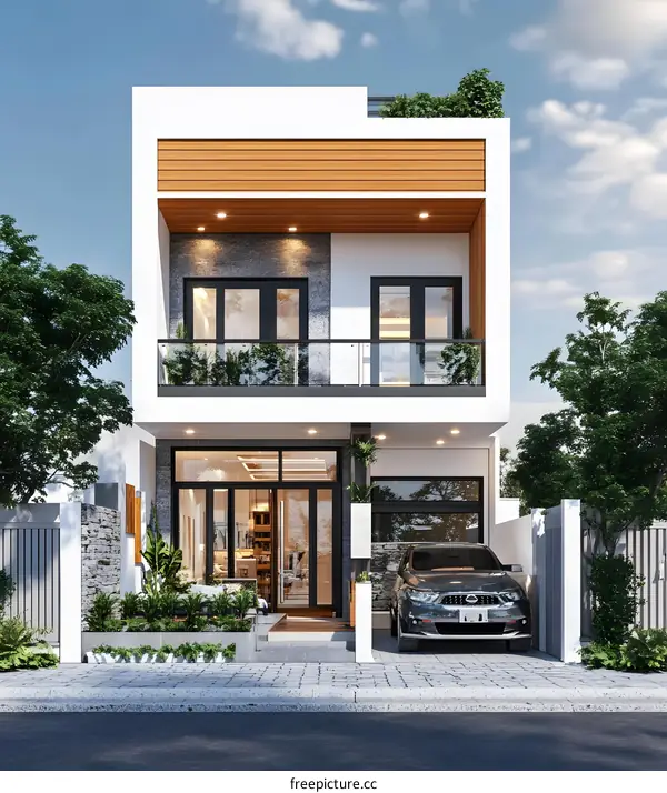 Modern Two Story House Design With Balcony