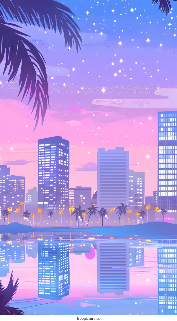 Neon City Skyline Illustration