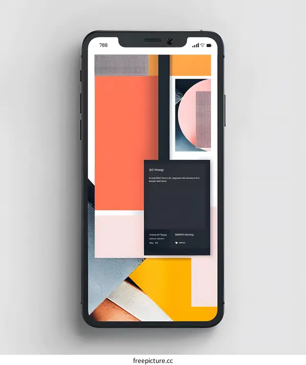 Mobile Phone Screen with Abstract Geometric Design