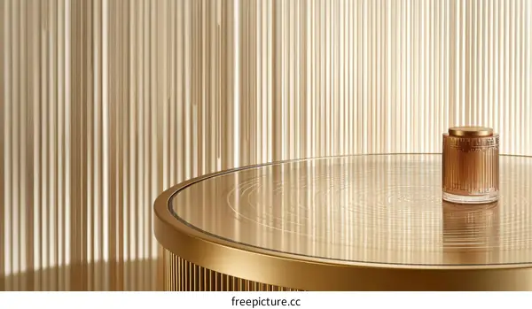 Golden Round Table with Cosmetic Jar