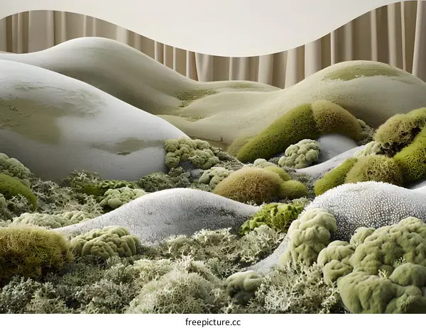 Abstract Landscape with Lush Green Moss