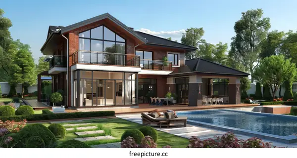 Modern House with Swimming Pool and Garden