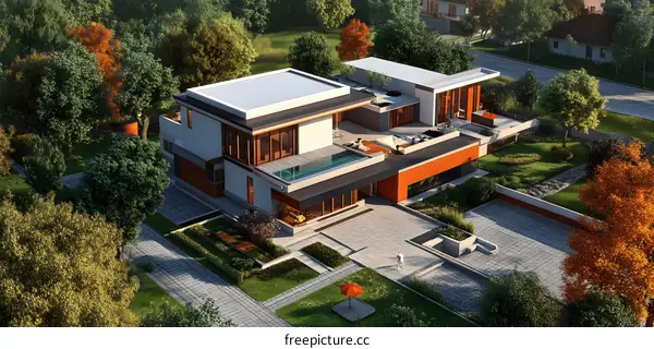 Modern House with Pool and Landscape Design