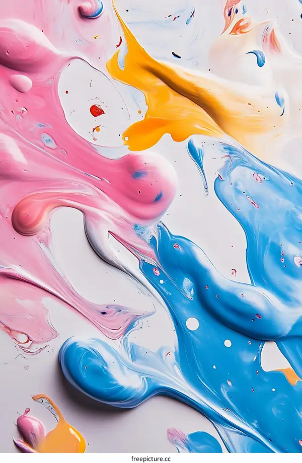 Abstract Painting with Pink Yellow Blue Colors