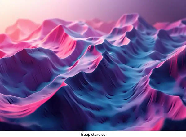 Mesmerizing Pink and Purple Panorama of a Mountainous Landscape