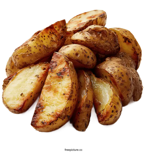 [Transparent Background PNG]Crispy Roasted Potato Wedges Close Up
