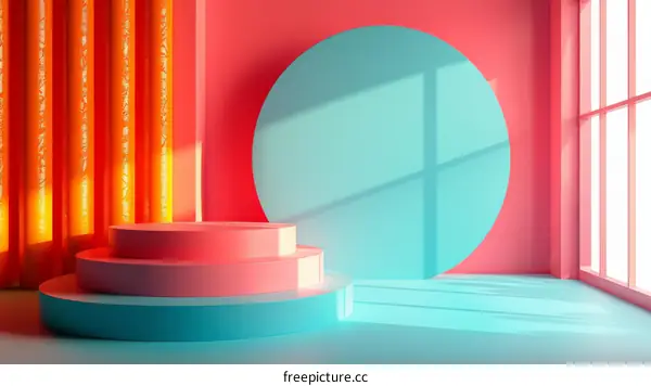 Colorful Geometric Display Stand Illustration