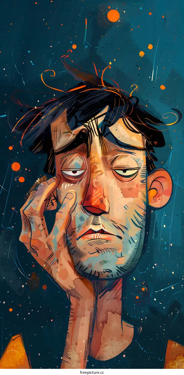 A man with a beard and a sad expression on his face