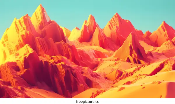 Abstract Landscape with Yellow and Orange Mountains