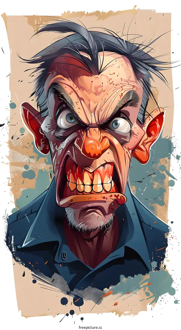 Angry Cartoon Man with Big Teeth