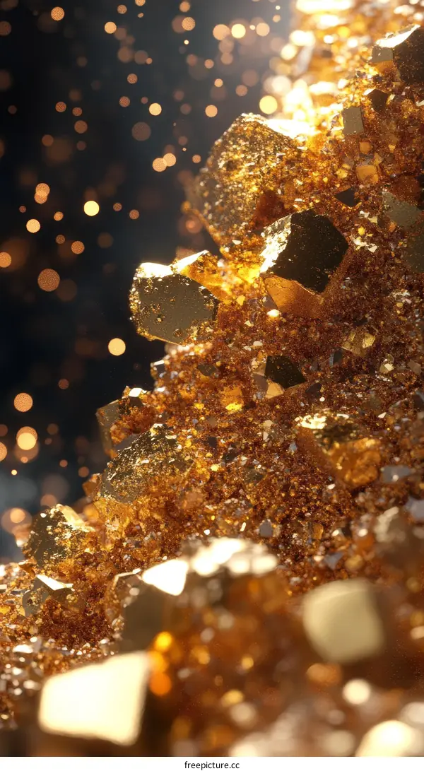 Golden Crystals Abstract Background
