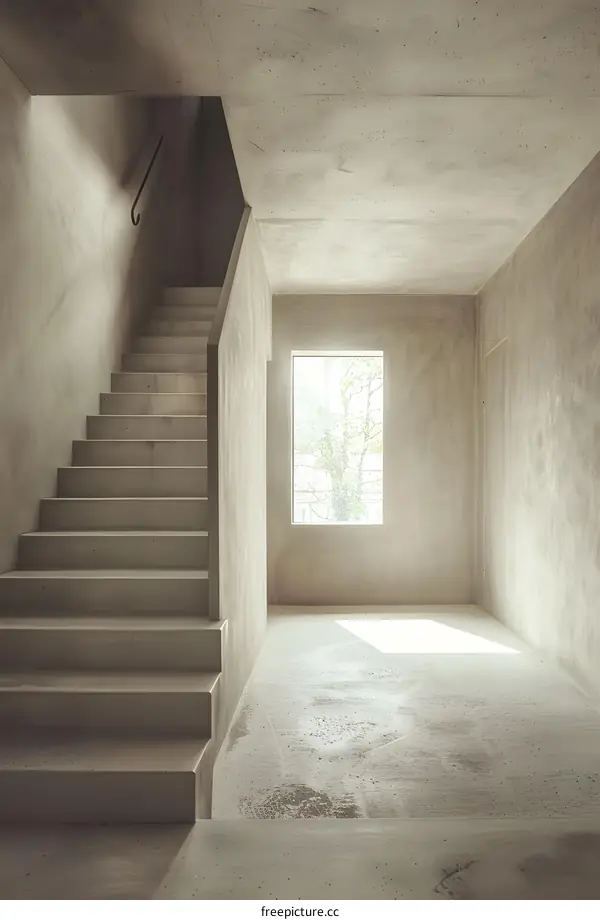 Concrete Staircase In Minimalist Interior Design